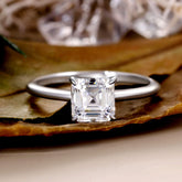 AGATHA Asscher Cut Moissanite Solitaire Engagement Ring